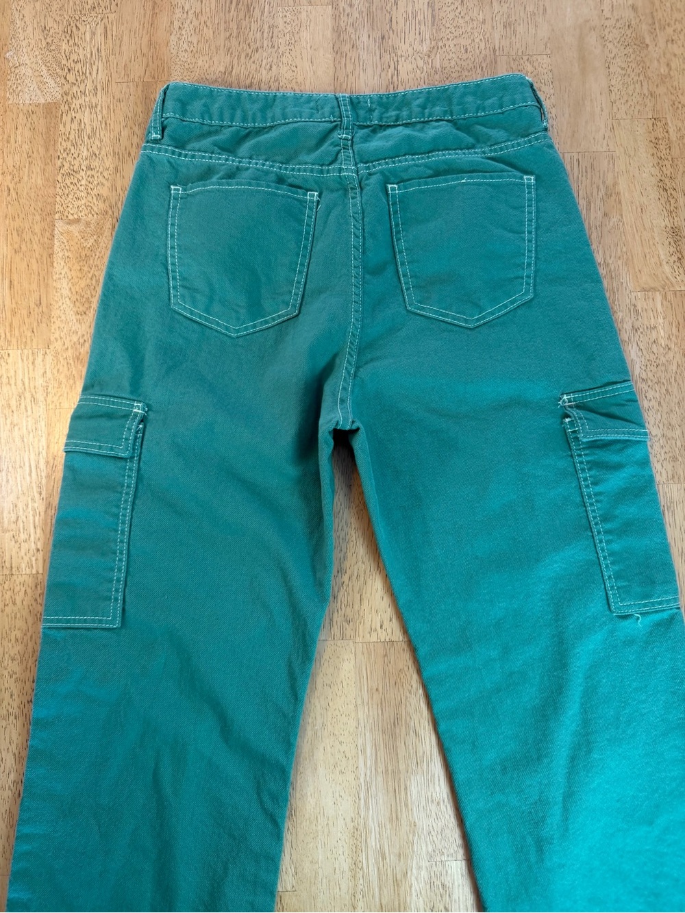 S.O.N.G. 90s Boyfriend Cargo Jeans Women's Size 13/31 Green High Rise Pockets - Picture 4 of 9